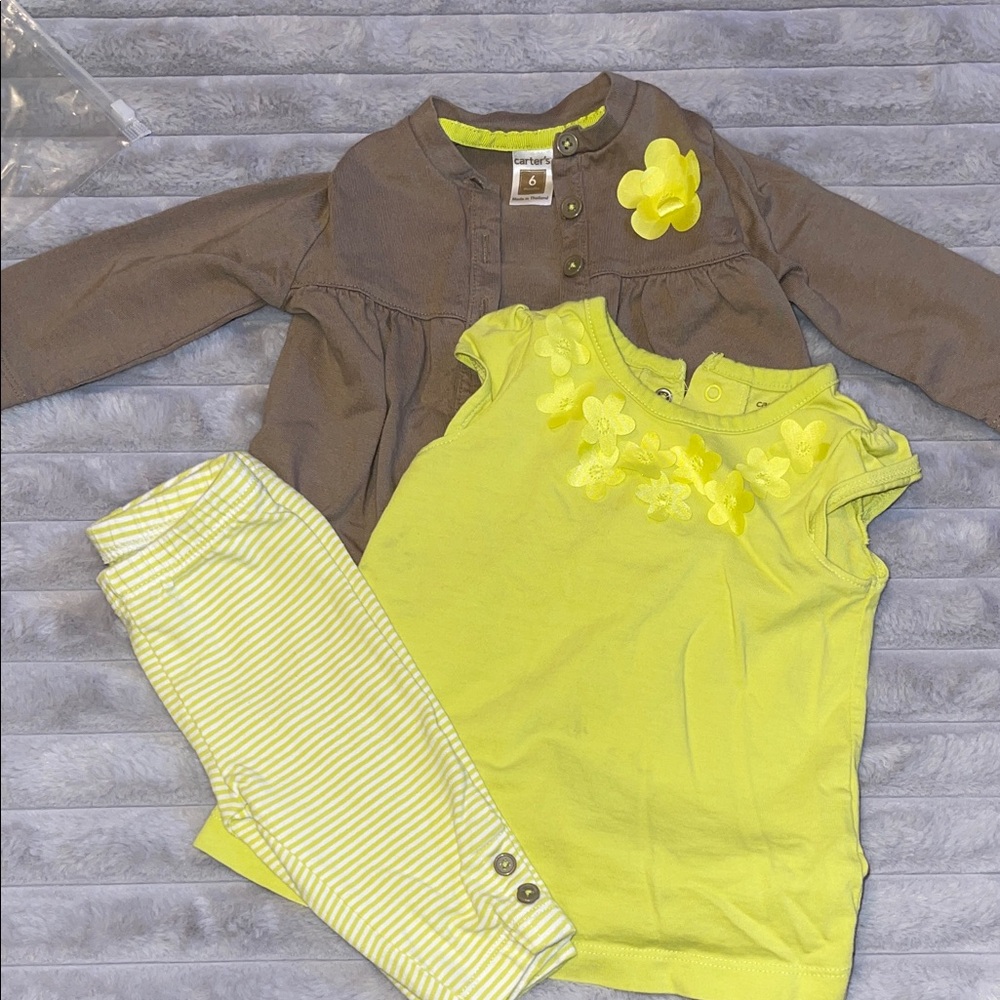 Carter's Yellow and Brown Button Down Shirt Set